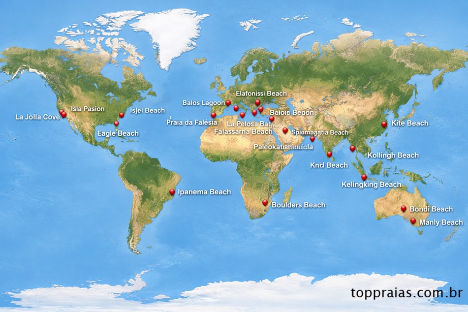 Mapa das melhores praias do mundo em 2026