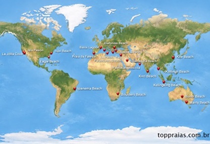 Mapa das melhores praias do mundo em 2026